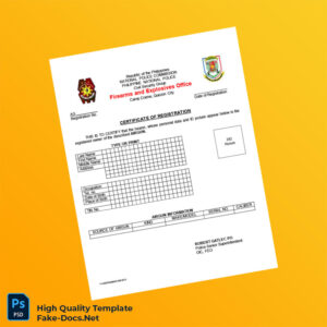 Philippines Firearms and Explosives Office Airgun Registration Certificate Template in Word and PDF formats 2 page Philippines Firearms and Explosives Office Airgun Registration Certificate Template in Word and PDF formats 2 page