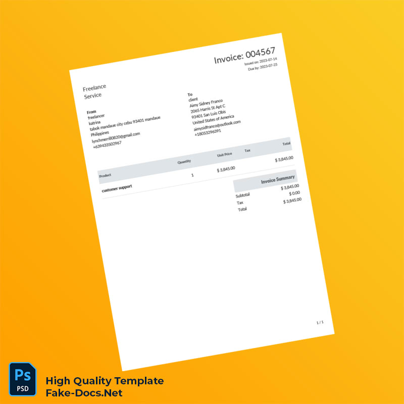 Philippines Freelancer Invoice Template in Word and PDF formats Philippines Freelancer Invoice Template in Word and PDF formats