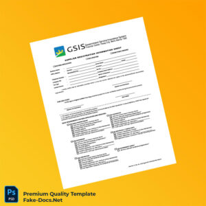 Philippines GSIS Supplier Registration Information Sheet Template (Word & PDF) 2 page