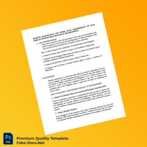 Philippines SEC Business Registration Certificate Template (Word & PDF) 5 page