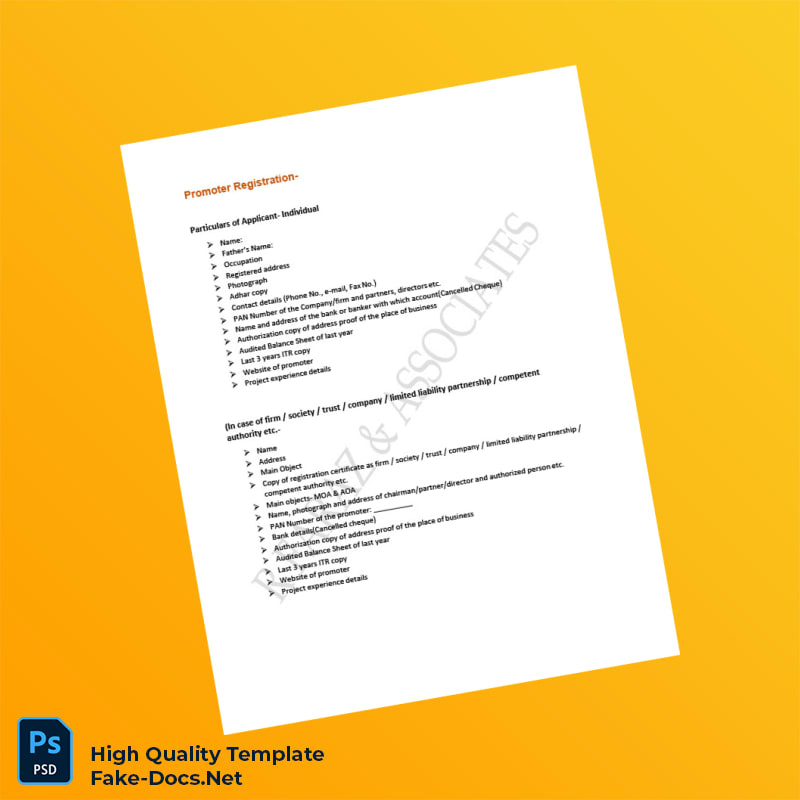 Promoter Registration Certificate Template in Word and PDF formats Promoter Registration Certificate Template in Word and PDF formats