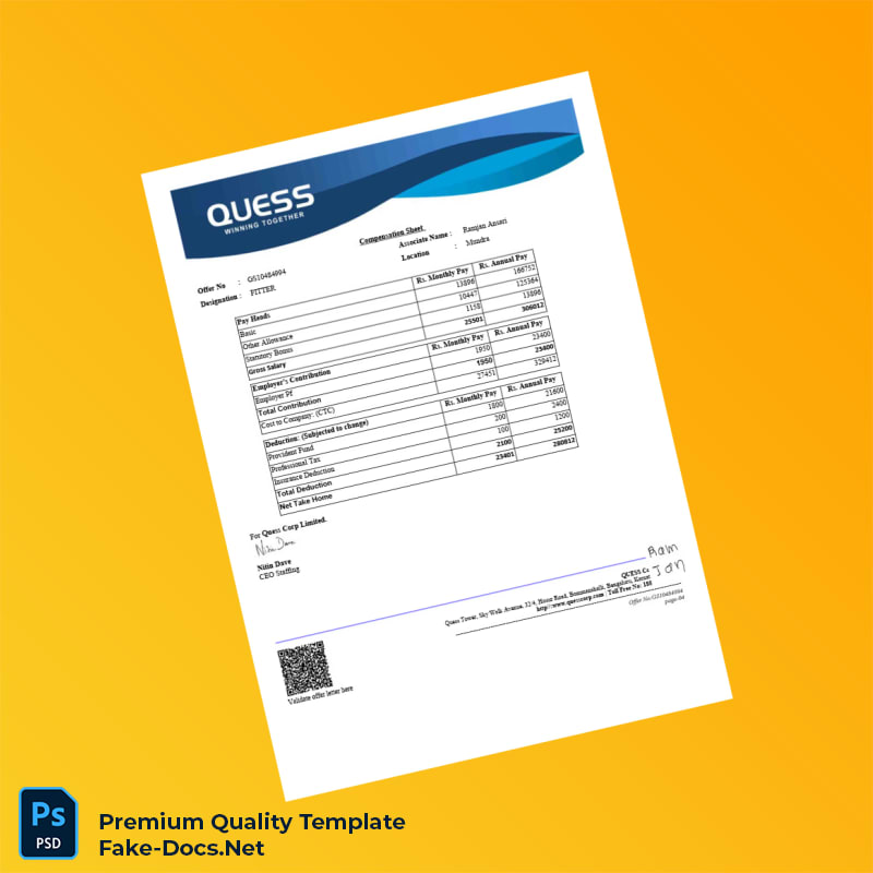 Quess Corporation Employment Verification Letter Template (Word & PDF) 5 page Quess Corporation Employment Verification Letter Template (Word & PDF) 5 page