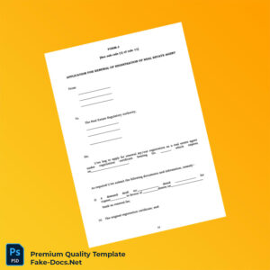 Real Estate Regulatory Authority Application for Renewal of Registration of Real Estate Agent Template (Word & PDF) 2 page