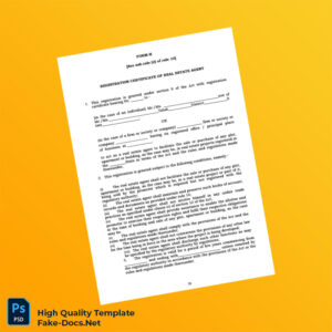Real Estate Regulatory Authority Registration Certificate Template in Word and PDF formats 2 page