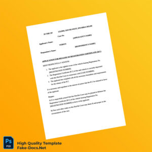 Release of Registration Certificate Editable Application Template in Word and PDF formats 2 page