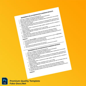 Requirements for Late Registration of Marriage Certificate Template (Word & PDF) 2 page