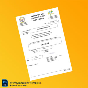 Rwanda Rwanda Revenue Authority VAT Registration Certificate Template (Word & PDF) 2 page