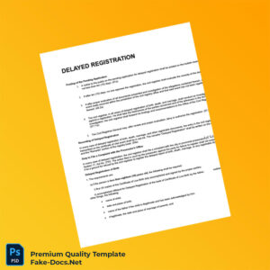 Saudi Arabia Editable Delayed Registration Birth Certificate Template (Word & PDF) 3 page