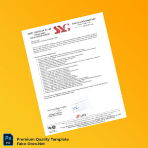 Saudi Arabia Saudi American Glass Company Employment Verification Letter Template (Word & PDF)
