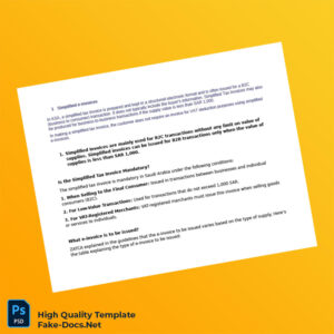 Saudi Arabia Simplified Tax Invoice Template in Word and PDF formats 3 page Saudi Arabia Simplified Tax Invoice Template in Word and PDF formats 3 page