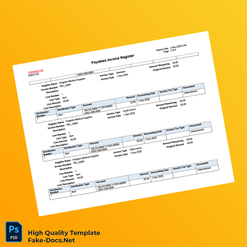 Singapore Kingston Medical Supplies Invoice Template in Word and PDF formats 5 page Singapore Kingston Medical Supplies Invoice Template in Word and PDF formats 5 page
