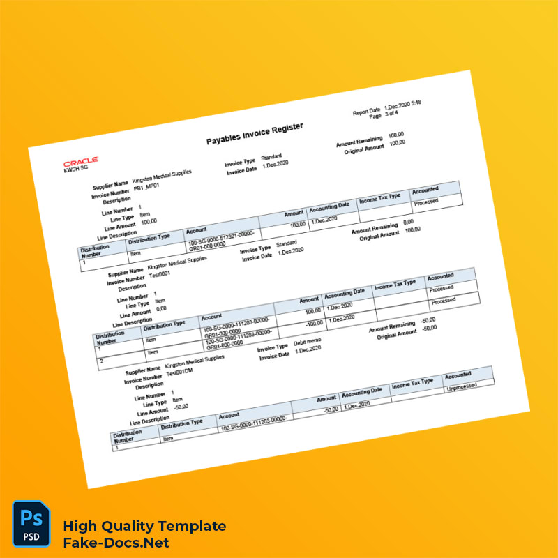 Singapore Kingston Medical Supplies Invoice Template in Word and PDF formats 5 page Singapore Kingston Medical Supplies Invoice Template in Word and PDF formats 5 page