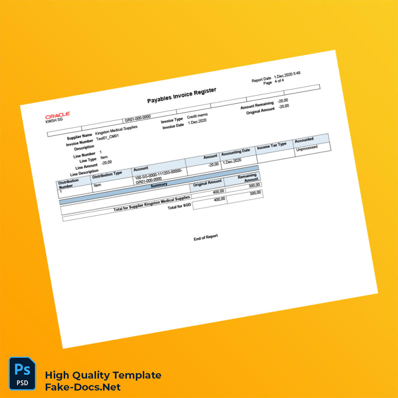 Singapore Kingston Medical Supplies Invoice Template in Word and PDF formats 5 page Singapore Kingston Medical Supplies Invoice Template in Word and PDF formats 5 page