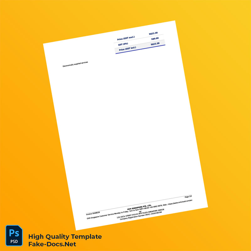 Singapore OVH Singapore Pte Ltd Invoice Template in Word and PDF formats 2 page Singapore OVH Singapore Pte Ltd Invoice Template in Word and PDF formats 2 page