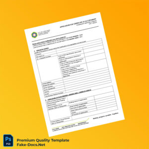 South Africa Health Department Certificate of Acceptability Template (Word & PDF) 4 page