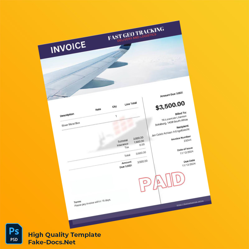 South Africa Invoice Template in Word and PDF formats South Africa Invoice Template in Word and PDF formats