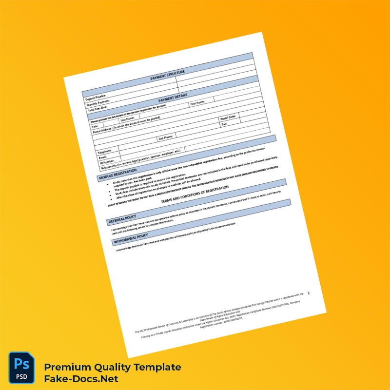 South Africa SACAP Coaching Registration Form Template (Word & PDF) 4 page South Africa SACAP Coaching Registration Form Template (Word & PDF) 4 page