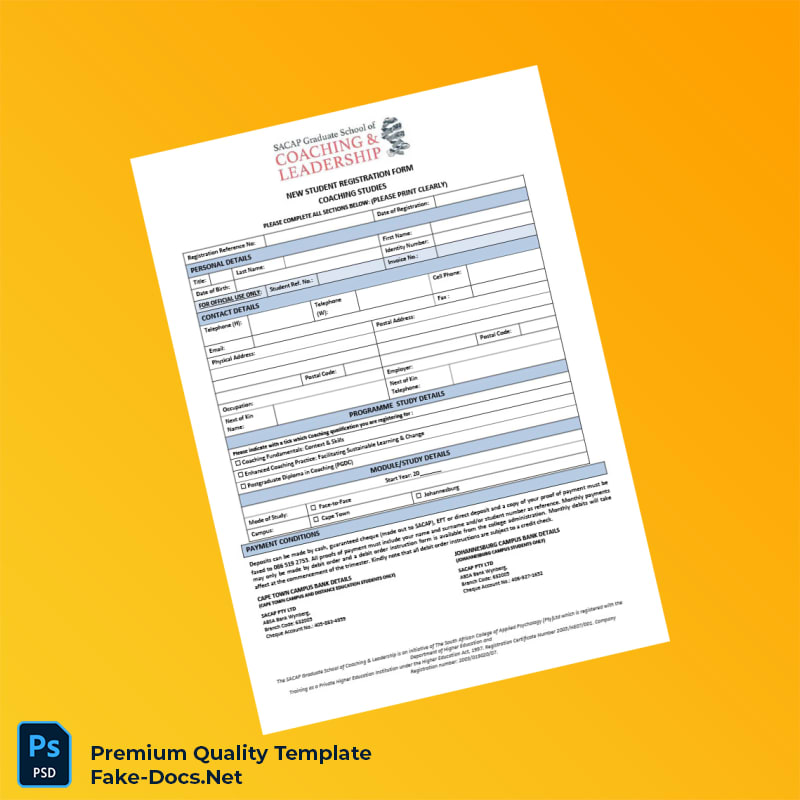South Africa SACAP Coaching Registration Form Template (Word & PDF) 4 page South Africa SACAP Coaching Registration Form Template (Word & PDF) 4 page