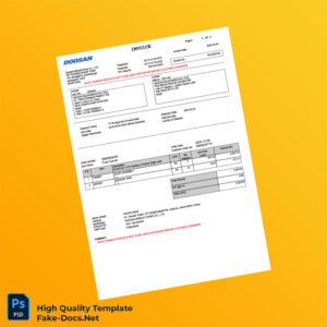 South Korea Doosan Invoice Template in Word and PDF formats 3 page South Korea Doosan Invoice Template in Word and PDF formats 3 page