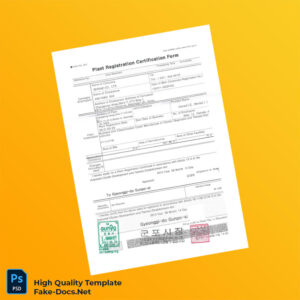 South Korea Gyeonggi-do Gunpo-si Plant Registration Certificate Template in Word and PDF formats