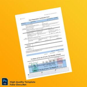 South Korea Mayor of Gumi Editable Plant Registration Certification Form Template in Word and PDF formats