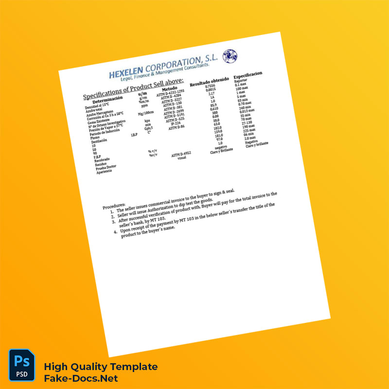 Spain Hexelen Corporation S L Commercial Invoice Template in Word and PDF formats 2 page Spain Hexelen Corporation S L Commercial Invoice Template in Word and PDF formats 2 page
