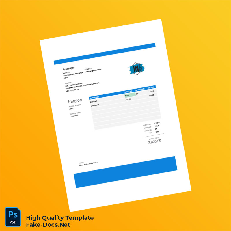 Sri Lanka JN Designs Invoice Template in Word and PDF formats Sri Lanka JN Designs Invoice Template in Word and PDF formats