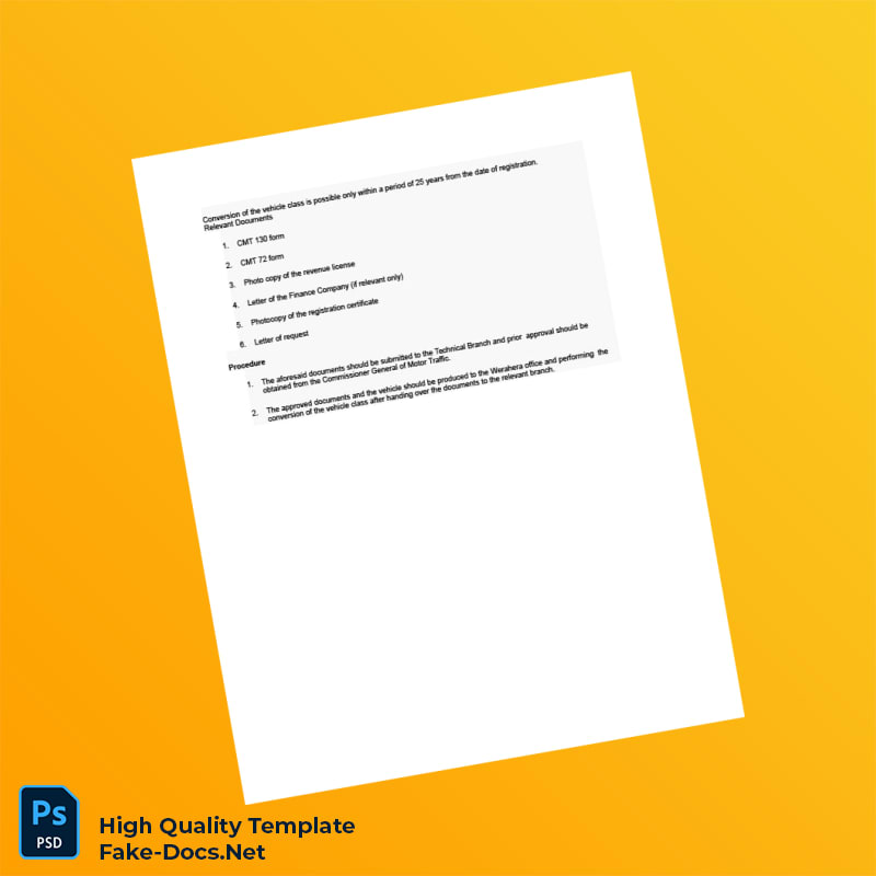 Sri Lanka Ministry of Transport Editable Vehicle Ownership Transfer Registration Template in Word and PDF formats 6 page Sri Lanka Ministry of Transport Editable Vehicle Ownership Transfer Registration Template in Word and PDF formats 6 page