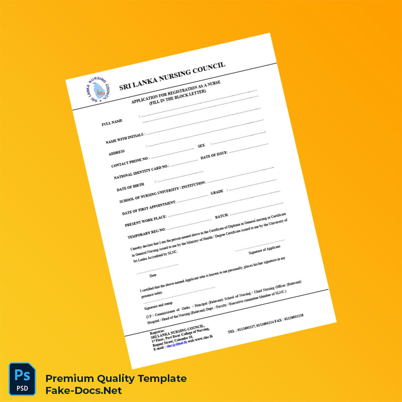 Sri Lanka Nursing Council Registration Certificate Template (Word & PDF) 5 page Sri Lanka Nursing Council Registration Certificate Template (Word & PDF) 5 page