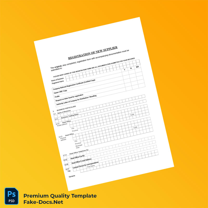 Supplier Registration Certificate Template (Word & PDF) 6 page Supplier Registration Certificate Template (Word & PDF) 6 page