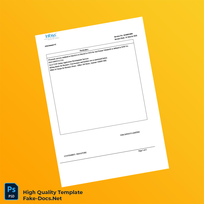 Sweden Infosys Limited Invoice Template in Word and PDF formats 3 page Sweden Infosys Limited Invoice Template in Word and PDF formats 3 page