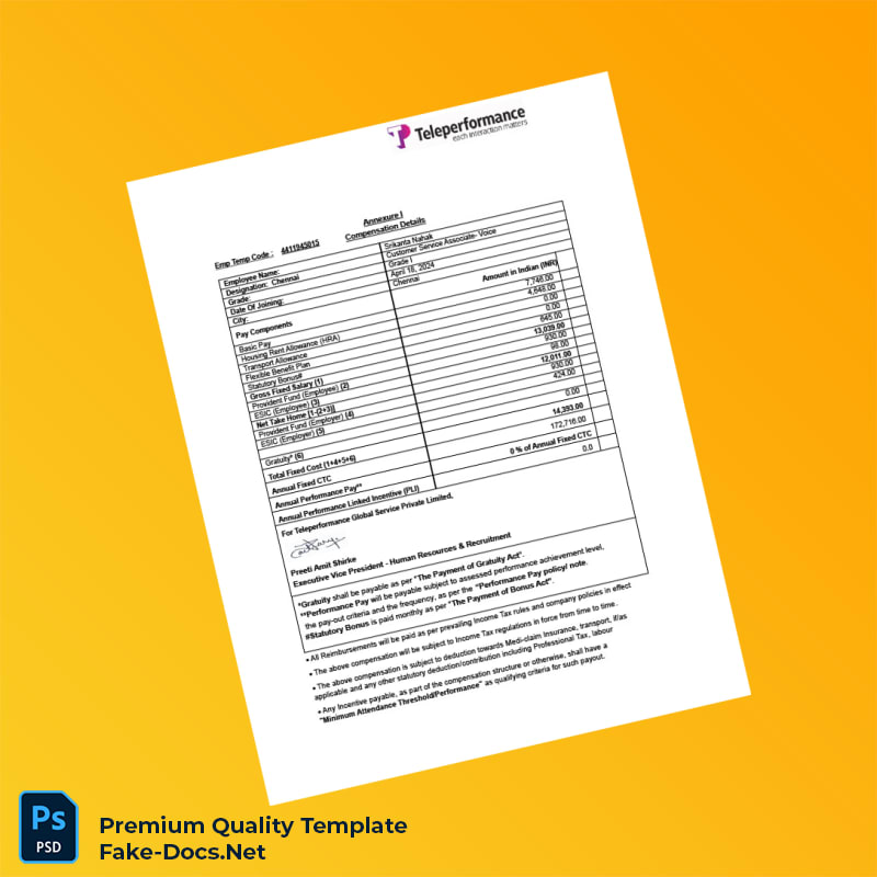 Teleperformance Employment Verification Letter Template (Word & PDF) 6 page Teleperformance Employment Verification Letter Template (Word & PDF) 6 page