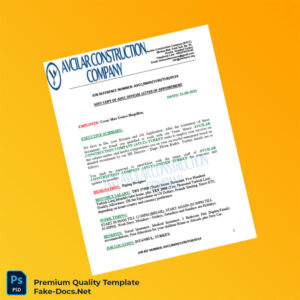 Turkey Avcilar Construction Company Employment Verification Letter Template (Word & PDF) 5 page