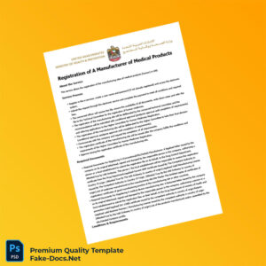 UAE Ministry of Health and Prevention Business Registration Certificate Template (Word & PDF) 3 page UAE Ministry of Health and Prevention Business Registration Certificate Template (Word & PDF) 3 page