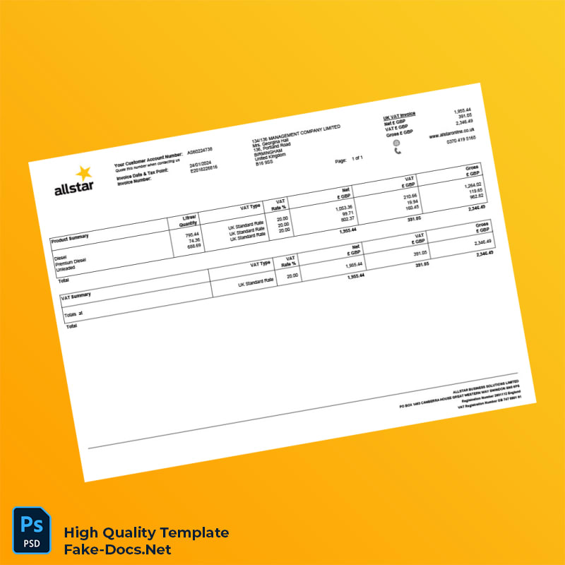 UK Allstar Solutions Limited Invoice Template in Word and PDF formats 3 page UK Allstar Solutions Limited Invoice Template in Word and PDF formats 3 page