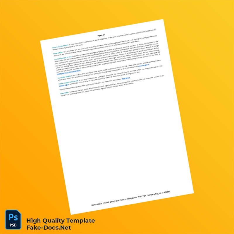 UK Castle Water Invoice Template in Word and PDF formats 4 page UK Castle Water Invoice Template in Word and PDF formats 4 page