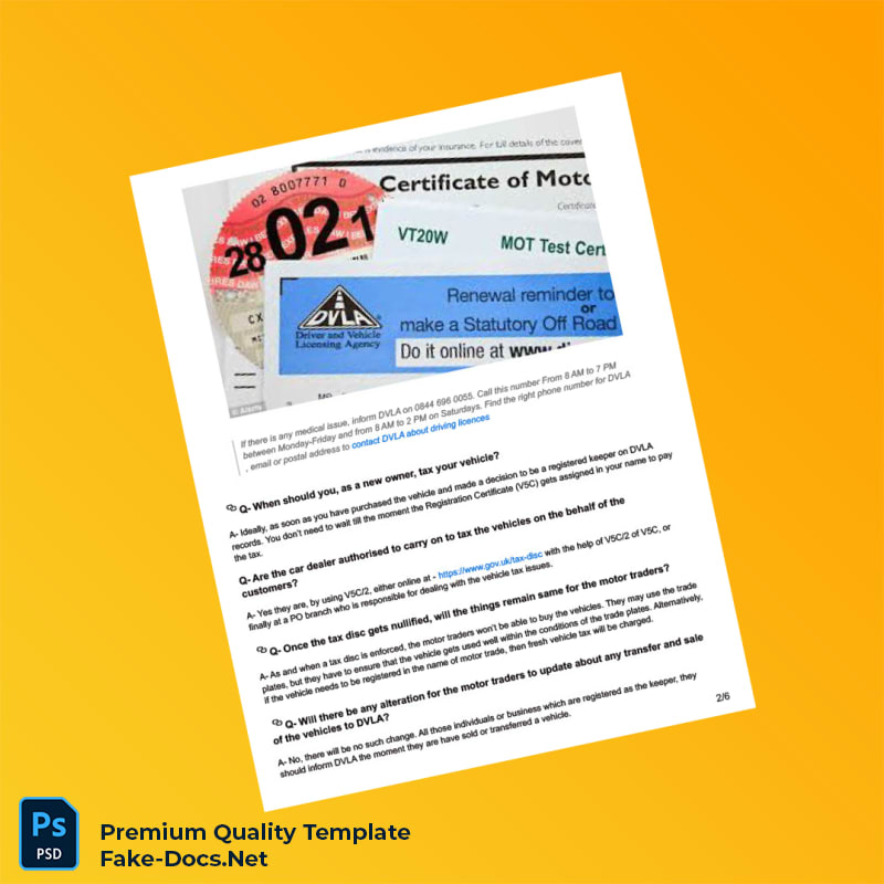 UK DVLA Vehicle Registration FAQ Document Template (Word & PDF) 6 page UK DVLA Vehicle Registration FAQ Document Template (Word & PDF) 6 page