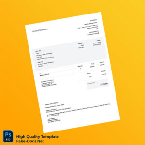 UK Hestia Electronics Invoice Template in Word and PDF formats UK Hestia Electronics Invoice Template in Word and PDF formats