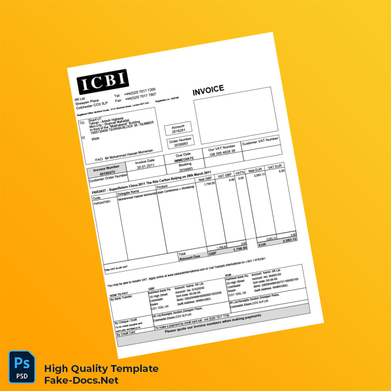 UK IIR Ltd Invoice Template in Word and PDF formats 2 page UK IIR Ltd Invoice Template in Word and PDF formats 2 page