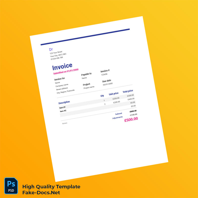 UK Invoice Template in Word and PDF formats UK Invoice Template in Word and PDF formats