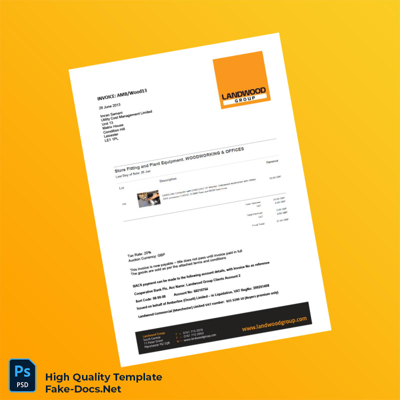 UK Landwood Group Invoice Template in Word and PDF formats 2 page UK Landwood Group Invoice Template in Word and PDF formats 2 page