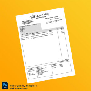 UK Queen Mary University of London Invoice Template in Word and PDF formats UK Queen Mary University of London Invoice Template in Word and PDF formats