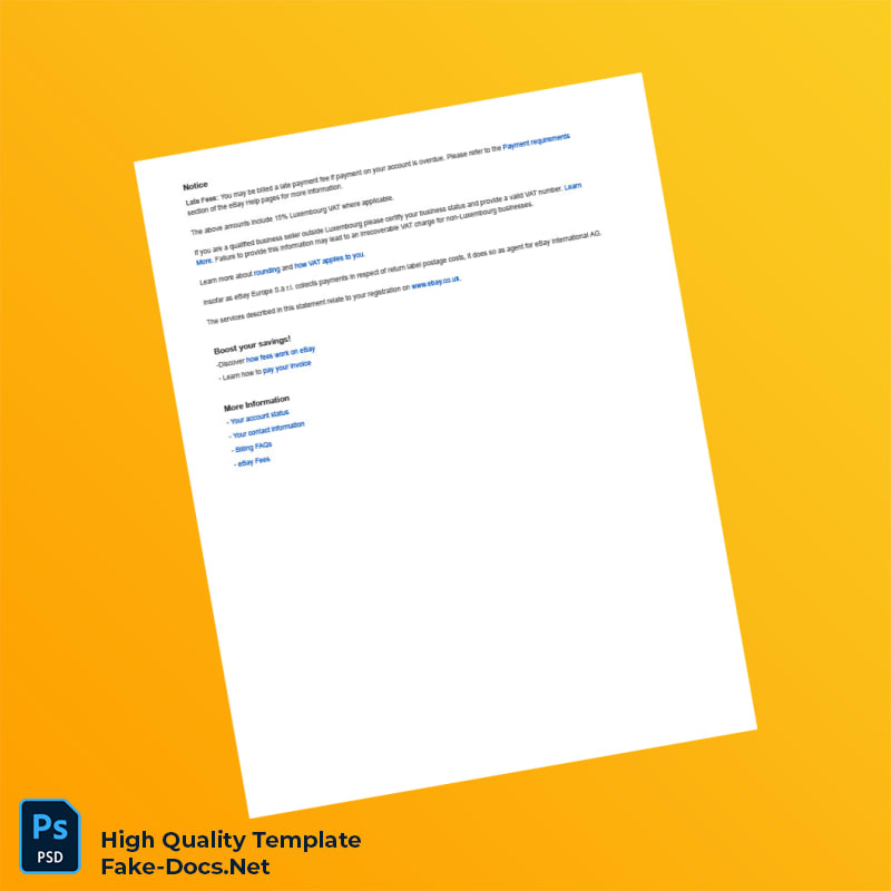 UK eBay Invoice Template in Word and PDF formats 4 page UK eBay Invoice Template in Word and PDF formats 4 page