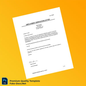 USA 1PercentNinja Employment Verification Letter Template (Word & PDF) 2 page