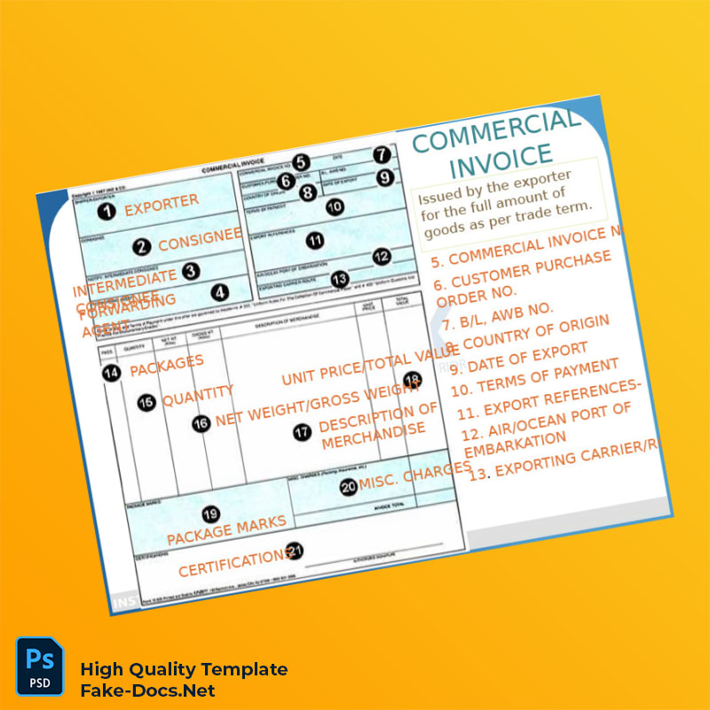 USA ADEX Commercial Invoice Template in Word and PDF formats 7 page USA ADEX Commercial Invoice Template in Word and PDF formats 7 page