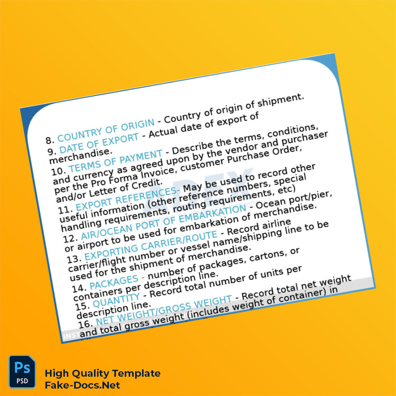 USA ADEX Commercial Invoice Template in Word and PDF formats 7 page USA ADEX Commercial Invoice Template in Word and PDF formats 7 page