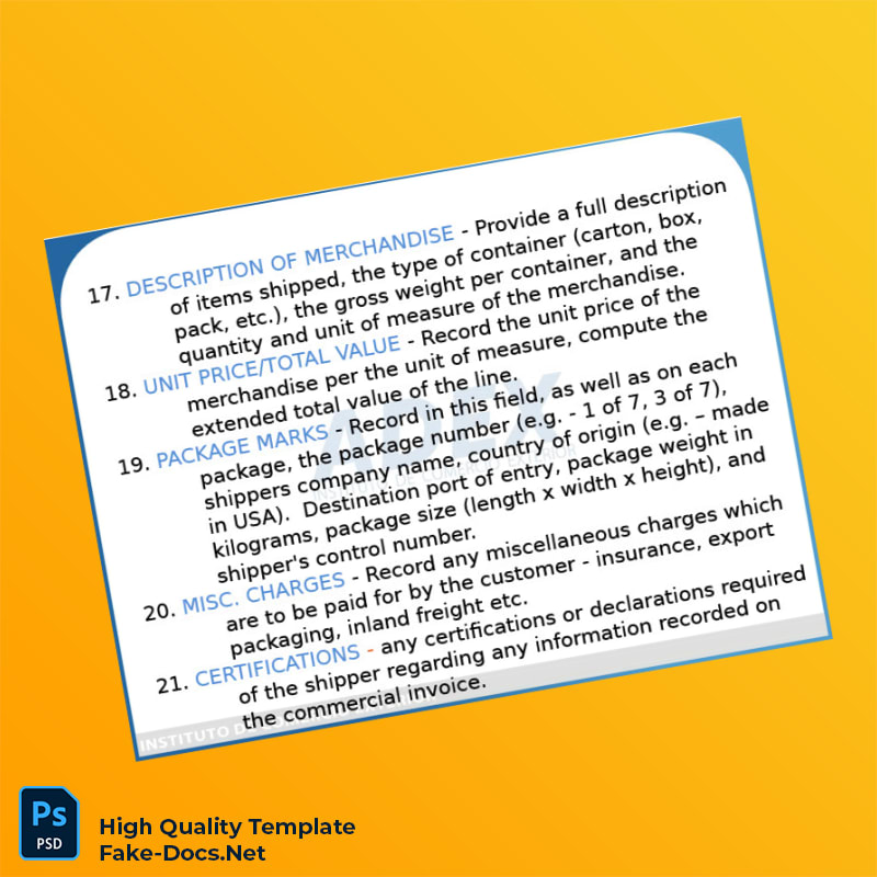 USA ADEX Commercial Invoice Template in Word and PDF formats 7 page USA ADEX Commercial Invoice Template in Word and PDF formats 7 page