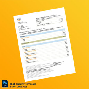 USA Amazon Web Services Inc Invoice Template in Word and PDF formats USA Amazon Web Services Inc Invoice Template in Word and PDF formats