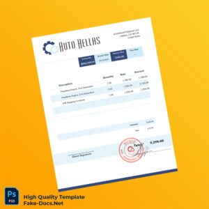 USA Auto Hellas Invoice Template in Word and PDF formats