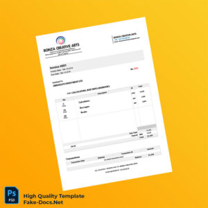 USA Bonza Creative Arts Invoice Template in Word and PDF formats